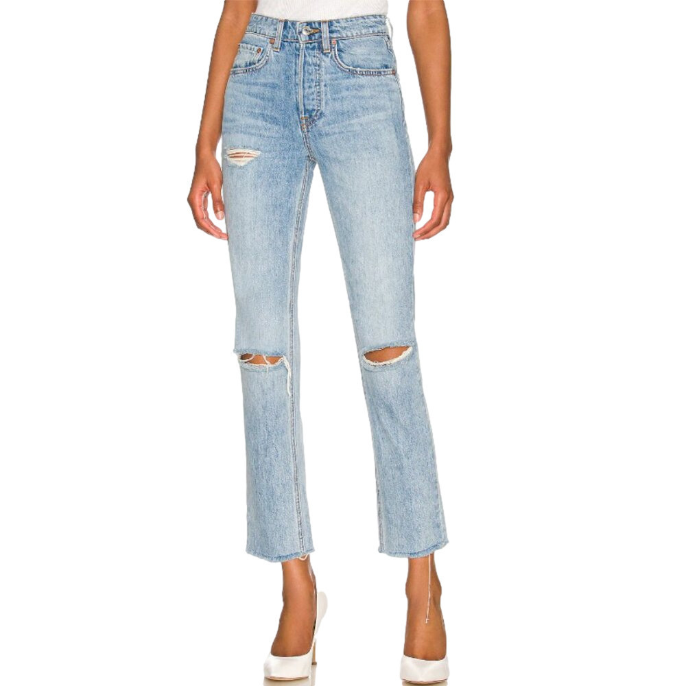 GRLFRND Karolina High Rise Straight Crop Jeans In Point Loma Size 26